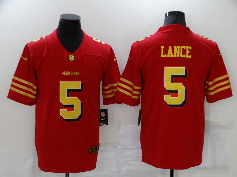 Men's San Francisco 49ers Trey Lance #5 Red Jersey